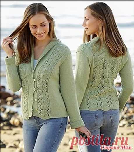 Жакет с шалевым воротником. Спицы. Описание представлено на размеры: S / M / L / XL / XXL \ XXXL