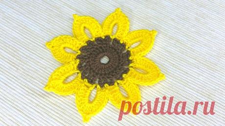 Мастер-класс по вязанию крючком цветка подсолнуха. | Повязули. Вязание крючком и вязание С2С. | Яндекс Дзен