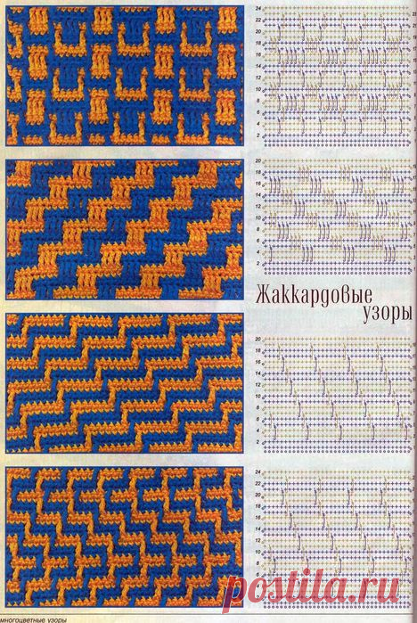 Жаккардовый узор крючком видео | knittingplus.ru