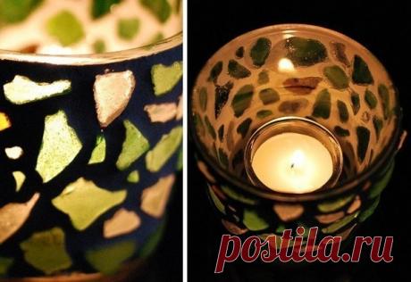 Подсвечник в стиле мозаики. Мастер-класс - Nebka.Ru