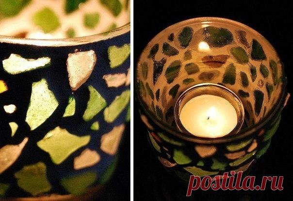 Подсвечник в стиле мозаики. Мастер-класс - Nebka.Ru