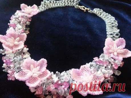Колье из бисера. "Сакура". Часть 1/Necklaces of beads. "Sakura". Part 1