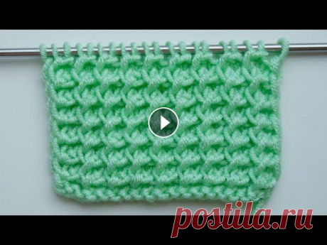 Простые узоры спицами. Рельефный узор. Простой рельефный узор. Универсален в своём использовании. Рапорт узора 2 петли и 2 ряда. Для образца набираем четное количество петель....