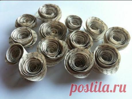 Rolled Book Paper Roses ~ Tutorial ~ - YouTube