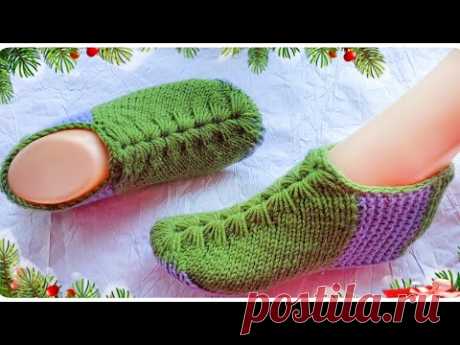 УСПЕЙ СВЯЗАТЬ!!!🎄 БЕСШОВНЫЕ СЛЕДКИ НА ДВУХ спицах. Подробный МАСТЕР-КЛАСС