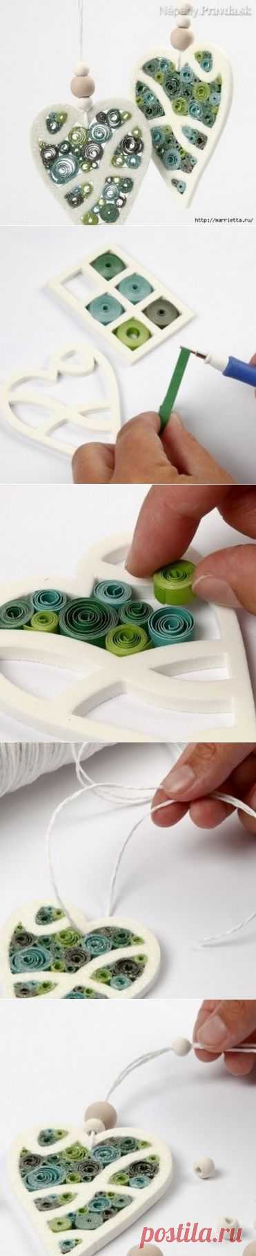 Сердечная подвеска для ёлочки | Умелые ручки