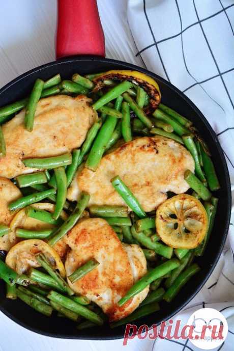 Медово-лимонная курица со спаржевой фасолью