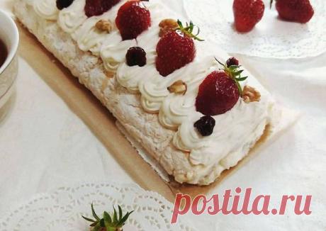 (13) Меренговый рулет с клубникой - пошаговый рецепт с фото. Автор рецепта Татьяна Головина . - Cookpad