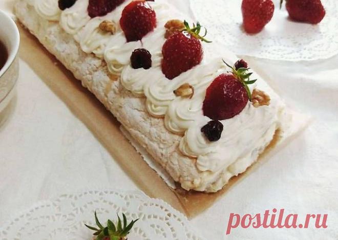 (13) Меренговый рулет с клубникой - пошаговый рецепт с фото. Автор рецепта Татьяна Головина . - Cookpad