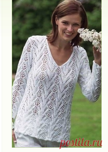 Связать белый пуловер спицами