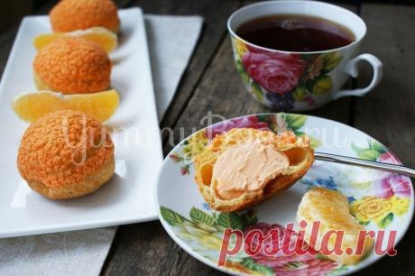 Пирожные Шу с апельсиново-творожной  начинкой - простой и вкусный рецепт с пошаговыми фото Пирожные Шу с апельсиново-творожной  начинкой - как приготовить быстро, просто и вкусно в домашних условиях. Пошаговый рецепт с фотографиями, подробным описанием и ингредиентами.