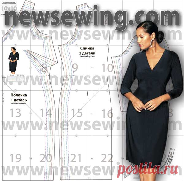 Готовая выкройка платья для полных женщин Ог 100–122 см