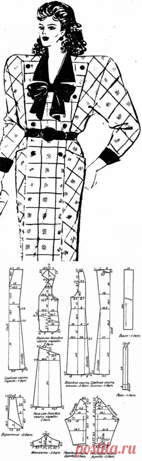 Фасоны и чертежи выкроек платьев и костюма для полных женщин 56 размер