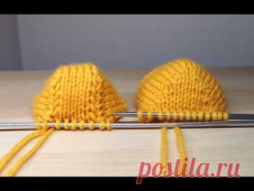 №151 Сравнение пяток вязанных спицами Классическая прямая пятка и треугольная пятка ПОДКОВА