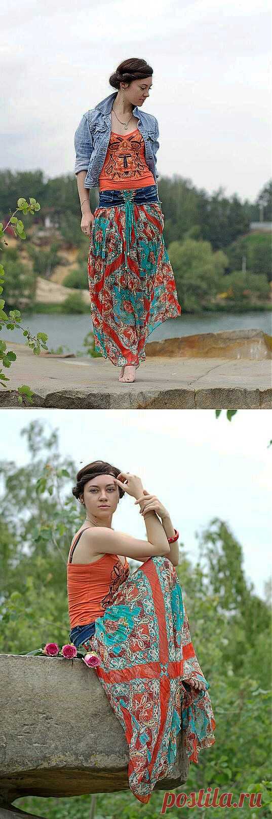 Необычная юбка из джинсов / Переделка джинсов /