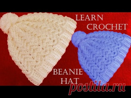 Como tejer gorro con relieve a Crochet o ganchillo - Learn Crochet Beanie How to