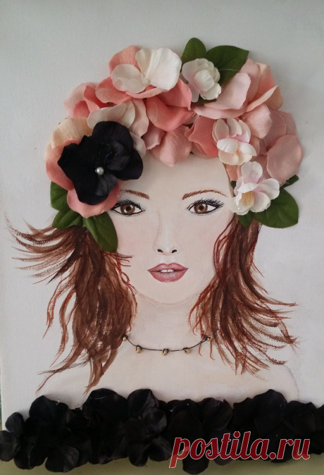 Mixed Media Girl Original Acrylic Artwork. Peach от MidorisMyMuse