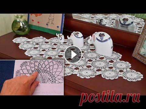 Салфетка крючком со схемой, как читать схему, как вязать элементы Показываю как вязать салфетку крючком, состоящую из круглых мотивов. Показываю, как читать схему, как вязать условные обозначения и как мотивы салфетк...