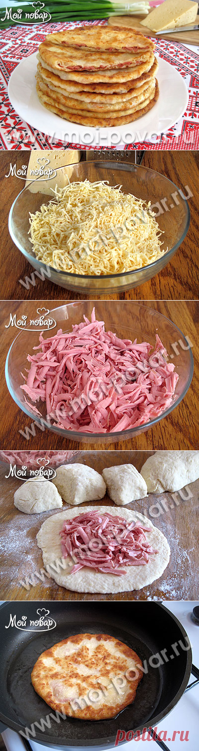 Сырные лепешки с колбасой