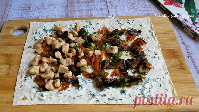 Беру обычный лаваш, а получается такая вкуснятина: аппетитные, сытные и очень вкусные рулетики. Хоть на праздничный стол, хоть на ужин | ГОТОВИМ очень ВКУСНО | Дзен