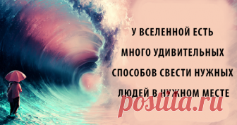 У вселенной есть много удивительных способов свести нужных людей в нужном месте Оноре де Бальзак говорил: «Случай — величайший романист в мире». И как оказывается, порой диву даешься, когда сам невольно становишься непосредственным участником какого-то, казалось бы, фантастического жизненного сценария.