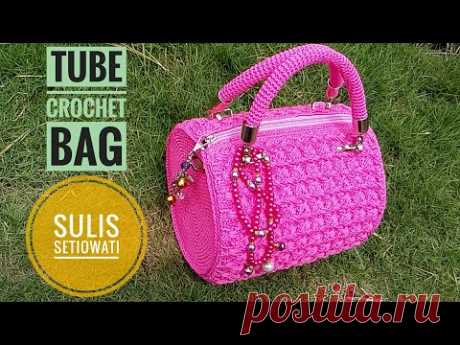 Crochet || how to make tube crochet bag || with english subtitel