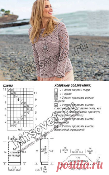 Вязание спицами пуловер с круглой кокеткой - Хитсовет
