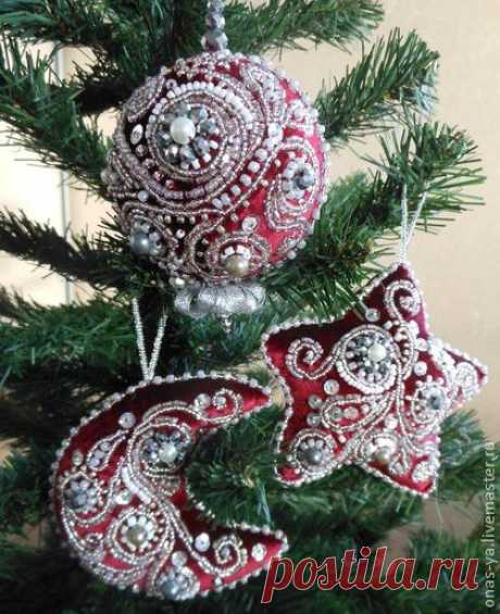 набор елочных игрушек "морозная ночь" - бордовый,Новый Год,новогодний подарок