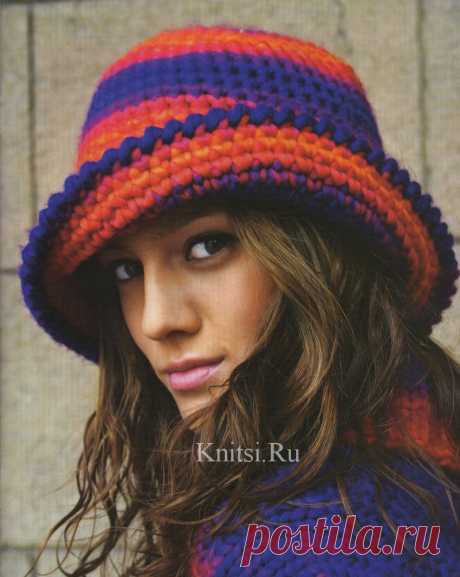 Шляпа с большими полями. Вязание для женщин / Шапки береты шарфы / Крючком