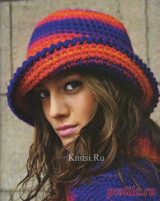 Шляпа с большими полями. Вязание для женщин / Шапки береты шарфы / Крючком