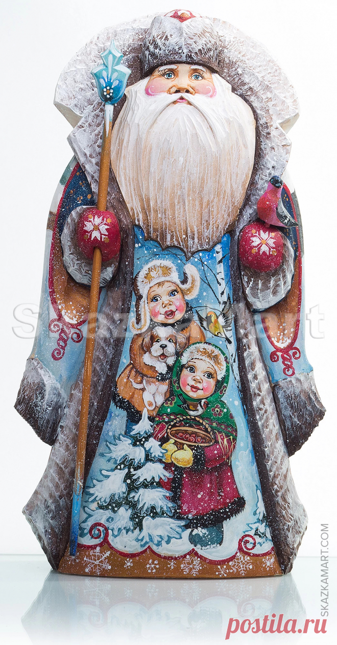 Kids Playing Near A Christmas Tree - Wooden Santas | Skazkamart