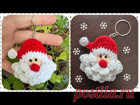 Как сделать брелок Санта-Клауса крючком 🎄🎅 Рождественские украшения / Подарок, связанный крючком