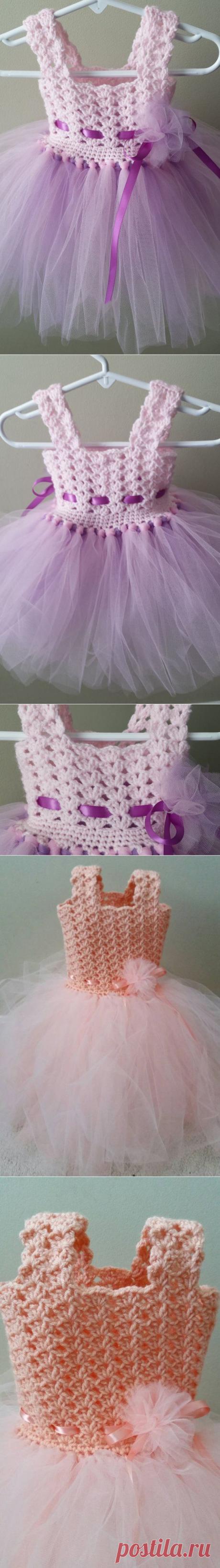 Crochet/Tulle baby dress от DeesCrochetEnvy на Etsy