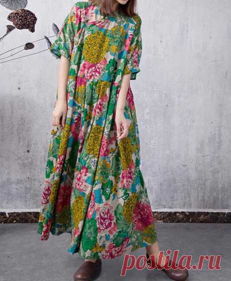 Women summer long dress green cotton maxi dress long Party | Etsy