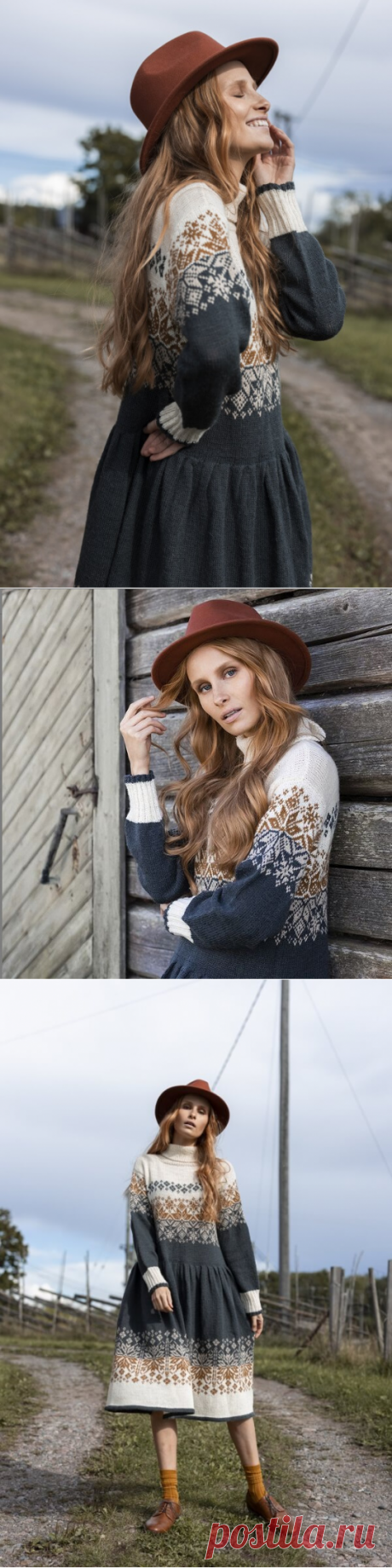 Платье с жаккардовым узором в скандинавском стиле - WEKNIT