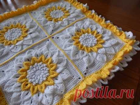 Flor Crochet en Cuadro de 12 Pétalos parte 2 de 2