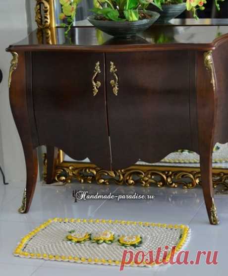 Цветочный коврик крючком узором «попкорн» - Handmade-Paradise