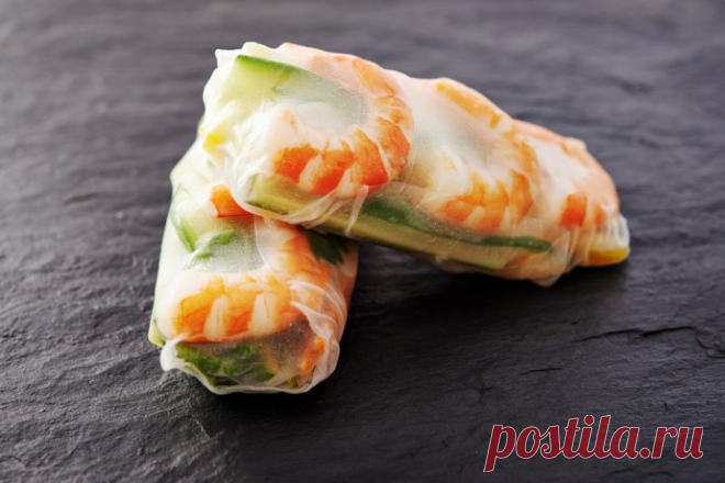 Спринг-роллы в креветками и овощами