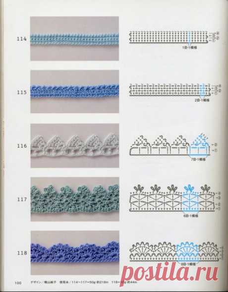 Вязание кромки, каймы крючком фото и схемы (из интернета) / Вязание крючком / Вязание крючком для начинающих