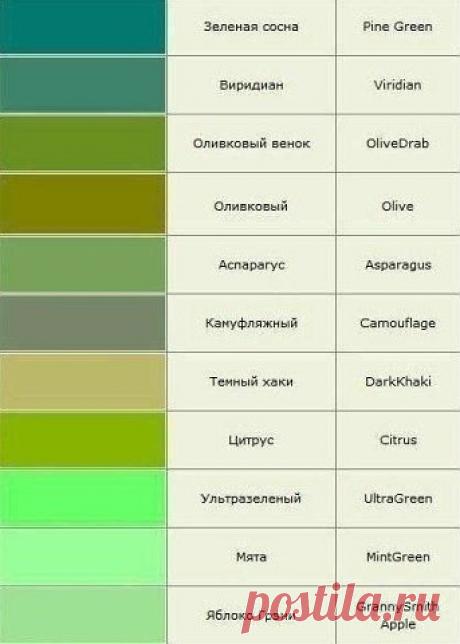 Названия цветов и оттенков (полная версия).
