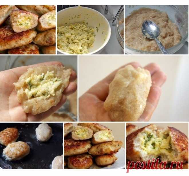 Куриные котлеты с яично-сырной начинкой