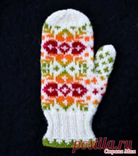 Весёленькие варежки 'Роза' от Ева-Лотта Staffas - Жаккард - Страна Мам