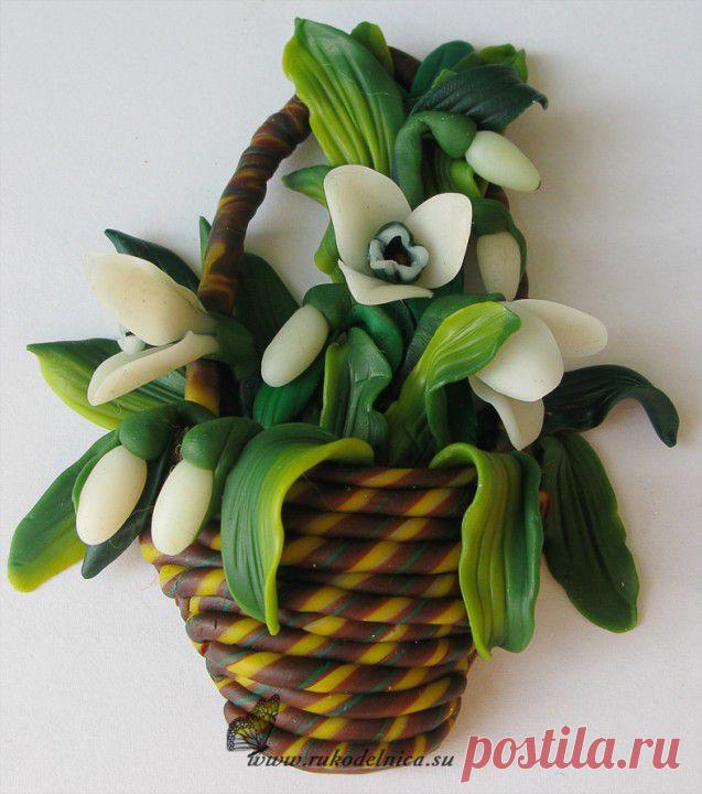 (+1) тема - Корзина подснежников из полимерной глины. Автор Ирина Калмыкова | СДЕЛАЙ САМ!