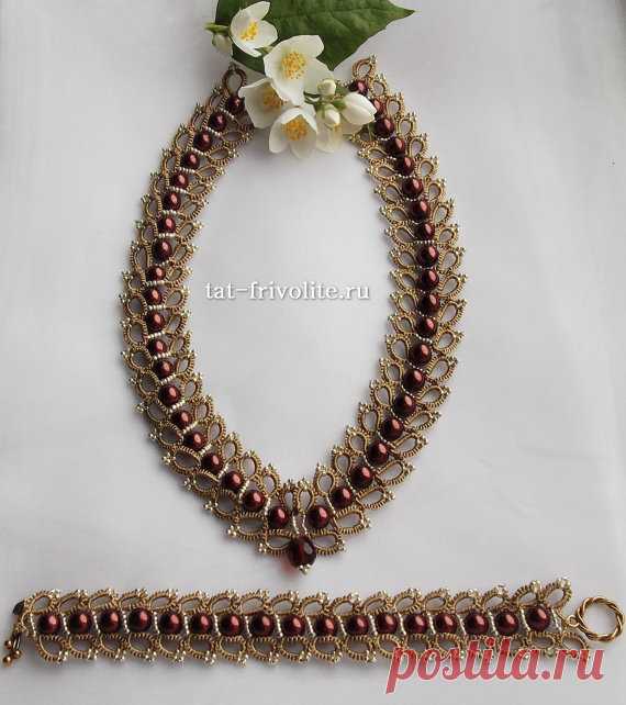 Frivolite necklace and bracelet set от TatFrivolite на Etsy