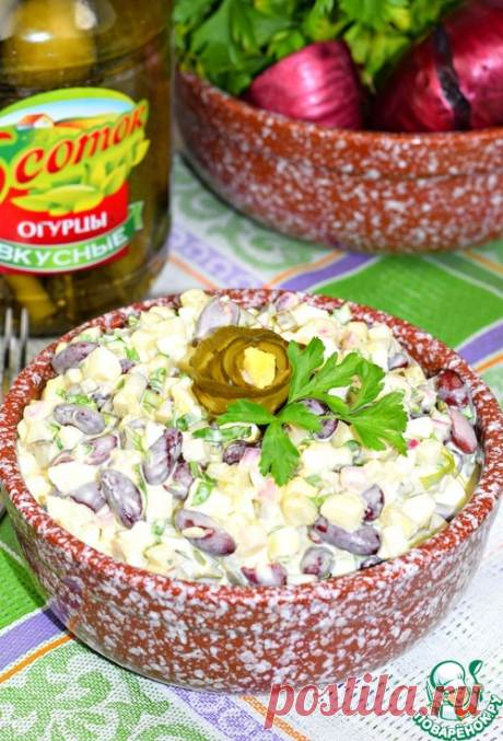 Салат с фасолью и огурцом &quot;Пятиминутка&quot;