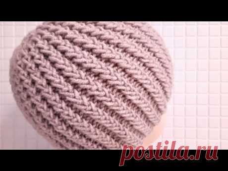 Шапка спицами  Шапка резинка  Как связать шапку  Мастер класс