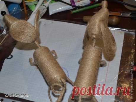 МК такса и крыска из шпагата.