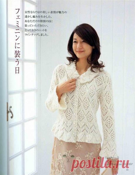 Ажурный жакет спицами.