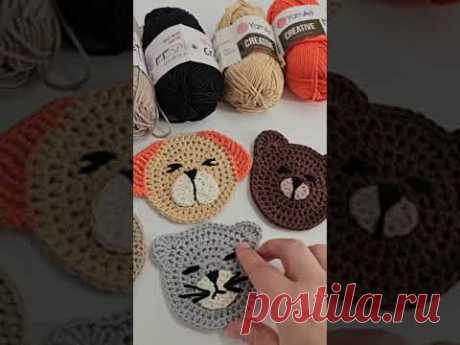 Animal-shaped coasters for cups crocheted#crochet #crochettiktok #crochetpattern