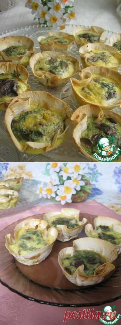 Корзиночки из лаваша с грибами - кулинарный рецепт